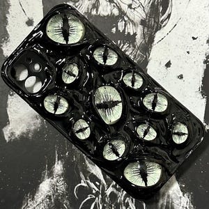 Glowing Cat Eye Phone Case, Handmade 3D Gothic Horror Case for iPhone Samsung Pixel, Glow in Dark Case