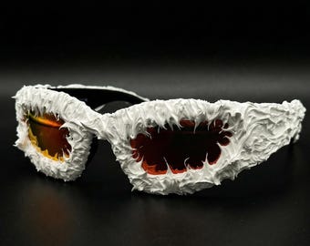 目玉のような奇妙なサングラス、手作りゴシックレイブマスクグラス、Y2Kやフェスティバルウェアのためのシュールな樹脂製ステートメントアイウェア