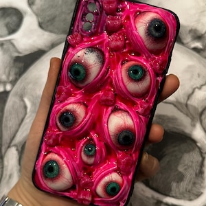 Realistic 3D ojo eye phone case: Handmade Horror cover for iPhone & Samsung, Goggle Pixel, unique gift for him