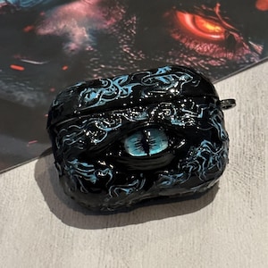 Glow in The Dark Cat Eye AirPods Case - 5 Color Options, Horror Earphone Cover with 3D Demon Eyes, Gothic Alternative Gift