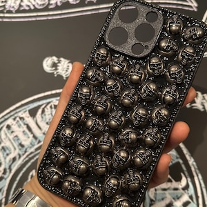 Gothic 3D Skull Phone Case, Punk Metal Cover for iPhone & Samsung, Alternative Horror Gift image 1