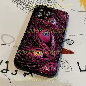 Funda de teléfono con ojos humanos de terror 3D - Funda gótica para iPhone 17/16/15 ProMax y Samsung, Google Pixel, Motorola Razr, regalo de Halloween imagen 9