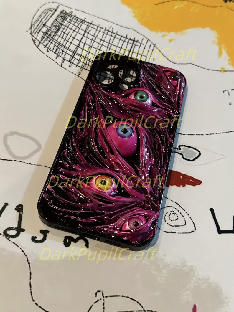 Funda de teléfono con ojos humanos de terror 3D - Funda gótica para iPhone 17/16/15 ProMax y Samsung, Google Pixel, Motorola Razr, regalo de Halloween imagen 9