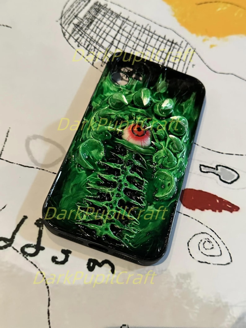 Bio-Horror Phone Case, 3D Flesh Texture, Realistic Grip Design, Creepy Horror Art for iPhone & Samsung, Horror Lover Gift image 8