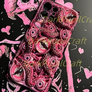 Coque de portable Cthulhu Tentacules Glowing Eye, 16 Pro Max 15 14 12 Mini 11 SE 8 Plus X XR pour iPhone, Samsung Galaxy Z Flip 6, Google Pixel Case