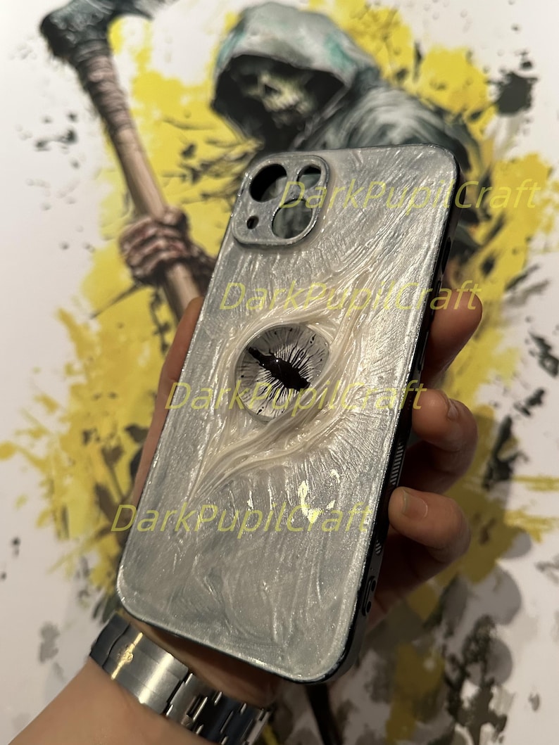 Handmade Gothic Horror Phone Case with 3D Eyeball – Flesh Texture Resin Cover for iPhone & Samsung image 17