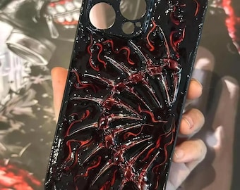 Gothic Cross Phone Case – Heavy Duty Black Metal Protective Case for iPhone & Samsung | Dark Punk Tactical Style