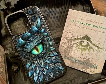Horror Dragon Eye 3D Phone Case: Handmade Resin cover for iphone & Samsung, alternative gift for him