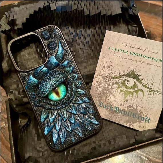 Horror Dragon Eye 3D Phone Case: Handmade Resin cover for iphone & Samsung, alternative gift for him