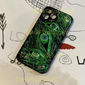 Funda de teléfono con ojos humanos de terror 3D - Funda gótica para iPhone 17/16/15 ProMax y Samsung, Google Pixel, Motorola Razr, regalo de Halloween imagen 15