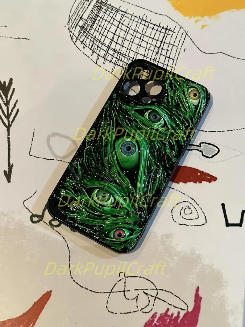 Funda de teléfono con ojos humanos de terror 3D - Funda gótica para iPhone 17/16/15 ProMax y Samsung, Google Pixel, Motorola Razr, regalo de Halloween imagen 15