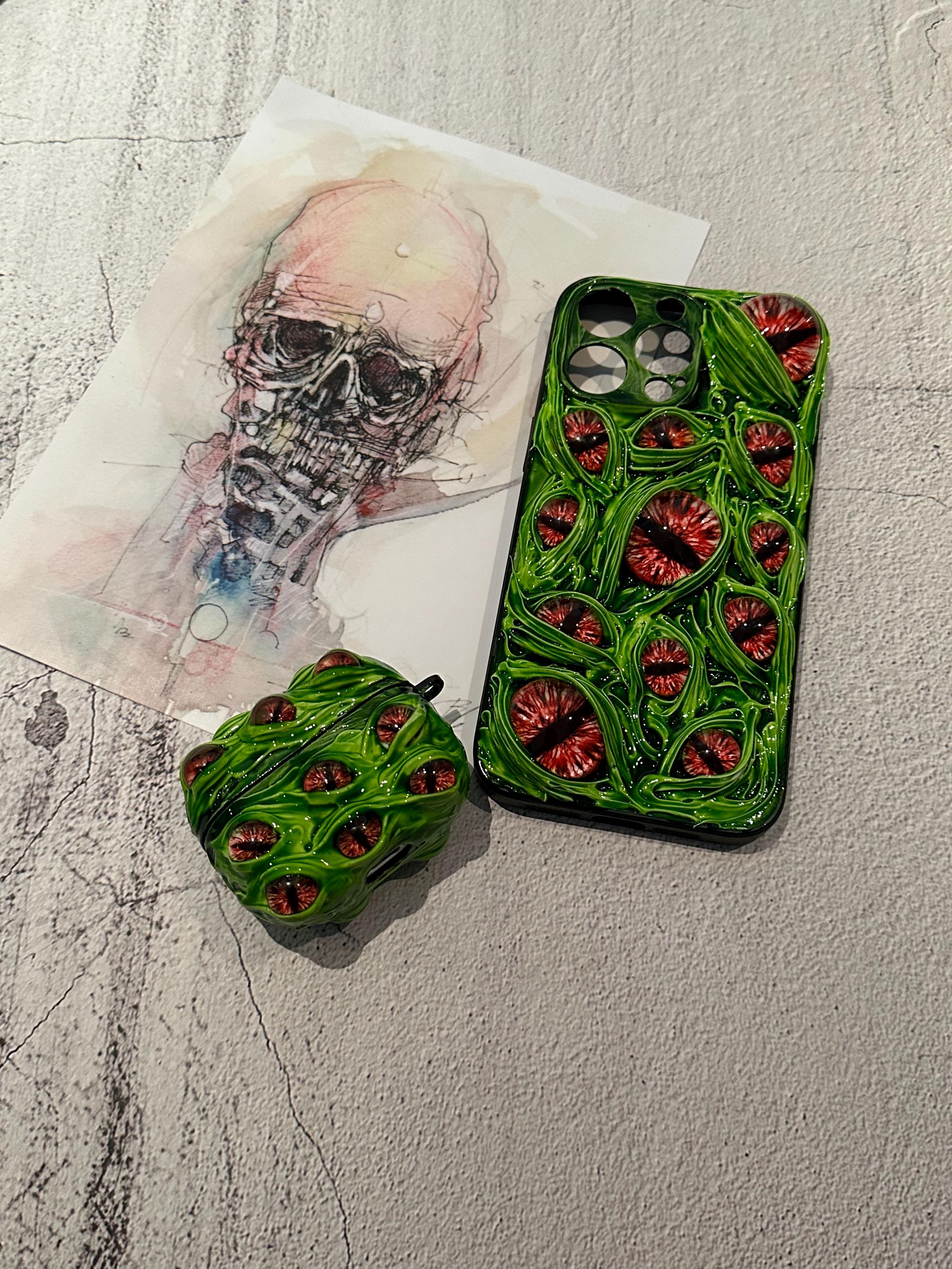 Glow in the Dark Red Cat Eyes iPhone Case, Galaxy, Pixel - Main Image