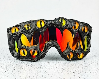 Dark Punk Sunglasses, Black Tactical Gothic Glasses, Music Festival Eyewear, Alternative gifts for him her