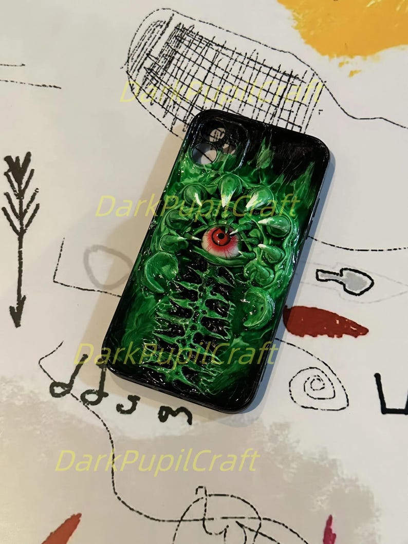 Bio-Horror Phone Case, 3D Flesh Texture, Realistic Grip Design, Creepy Horror Art for iPhone & Samsung, Horror Lover Gift image 10