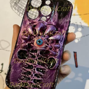 3D Creepy Skeleton Phone Case with eyeball, Horror art cover for iPhone &Samsung Galaxy Ultra, Gothic Gift for him her