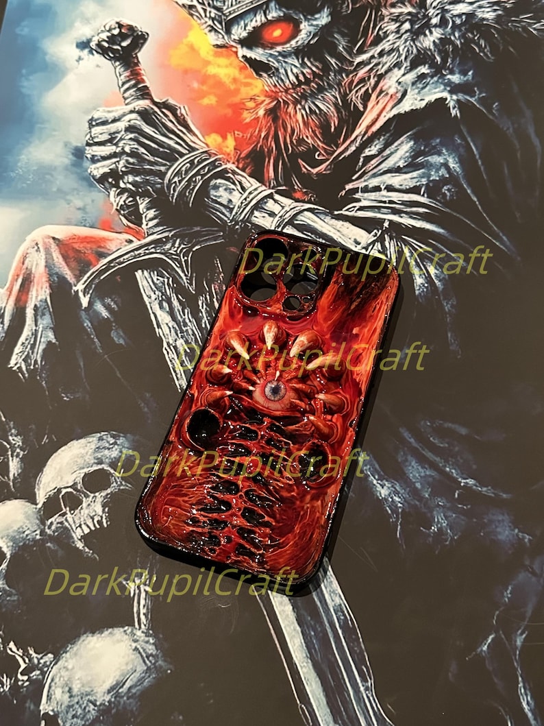 Bio-Horror Phone Case, 3D Flesh Texture, Realistic Grip Design, Creepy Horror Art for iPhone & Samsung, Horror Lover Gift image 2