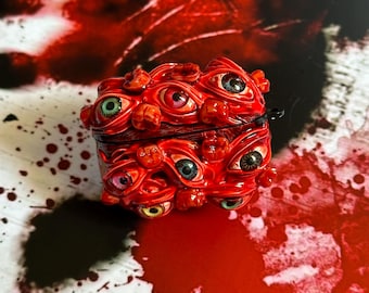 HorrorEyeArt Teeth & Gothic Blood Human Eyeballs AirPods Pro/Pro2 Case, Creepy Glow in the Dark Cat Eyes Headphone Cover for AirPods 1/2/3/4
