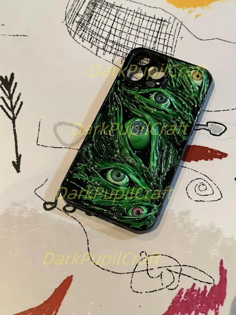 Funda de teléfono con ojos humanos de terror 3D - Funda gótica para iPhone 17/16/15 ProMax y Samsung, Google Pixel, Motorola Razr, regalo de Halloween imagen 14