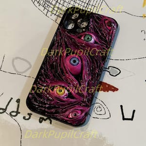Funda de teléfono con ojos humanos de terror 3D - Funda gótica para iPhone 17/16/15 ProMax y Samsung, Google Pixel, Motorola Razr, regalo de Halloween imagen 10