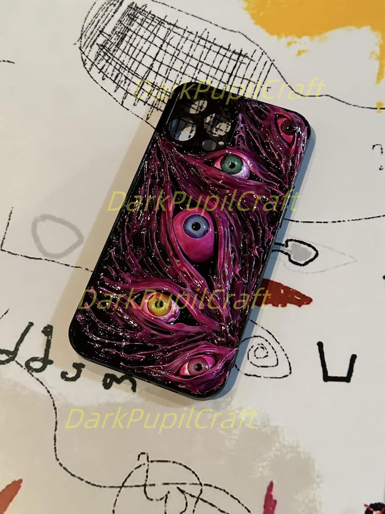 Funda de teléfono con ojos humanos de terror 3D - Funda gótica para iPhone 17/16/15 ProMax y Samsung, Google Pixel, Motorola Razr, regalo de Halloween imagen 10