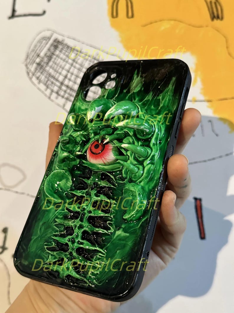 Bio-Horror Phone Case, 3D Flesh Texture, Realistic Grip Design, Creepy Horror Art for iPhone & Samsung, Horror Lover Gift image 7