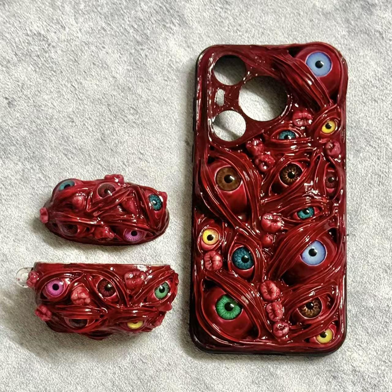 HorrorEyeArt Human Eye & Teeth Phone Case, 16 15 14 12 Mini 11 SE 8 Plus X XR XS iPhone 16e Case, Samsung Galaxy Z Flip 6, Google Pixel Case