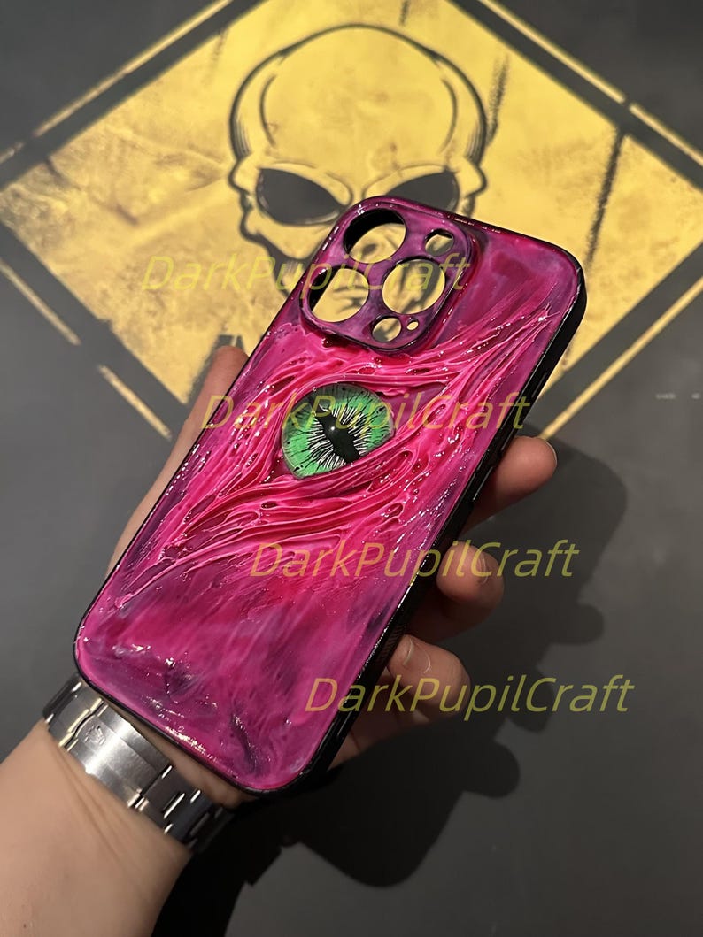 Handmade Gothic Horror Phone Case with 3D Eyeball – Flesh Texture Resin Cover for iPhone & Samsung image 19
