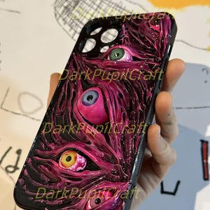 Funda de teléfono con ojos humanos de terror 3D - Funda gótica para iPhone 17/16/15 ProMax y Samsung, Google Pixel, Motorola Razr, regalo de Halloween imagen 7