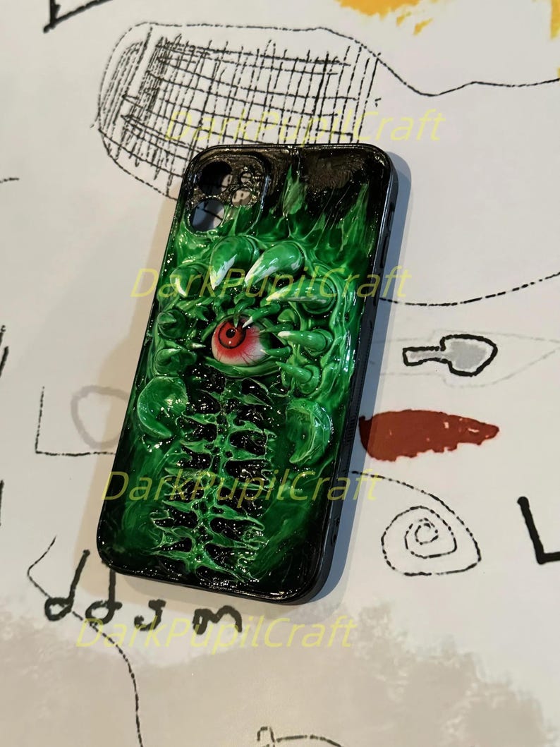 Bio-Horror Phone Case, 3D Flesh Texture, Realistic Grip Design, Creepy Horror Art for iPhone & Samsung, Horror Lover Gift image 9