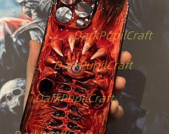 Bio-Horror Phone Case, 3D Flesh Texture, Realistic Grip Design, Creepy Horror Art for iPhone & Samsung, Horror Lover Gift