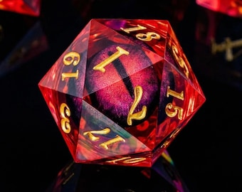 Dragon Eye DND Dice Set – Resin Sharp Edge Polyhedral Dice with Moving Eye Core, RPG Dice D20 D6 for Dungeons and Dragons