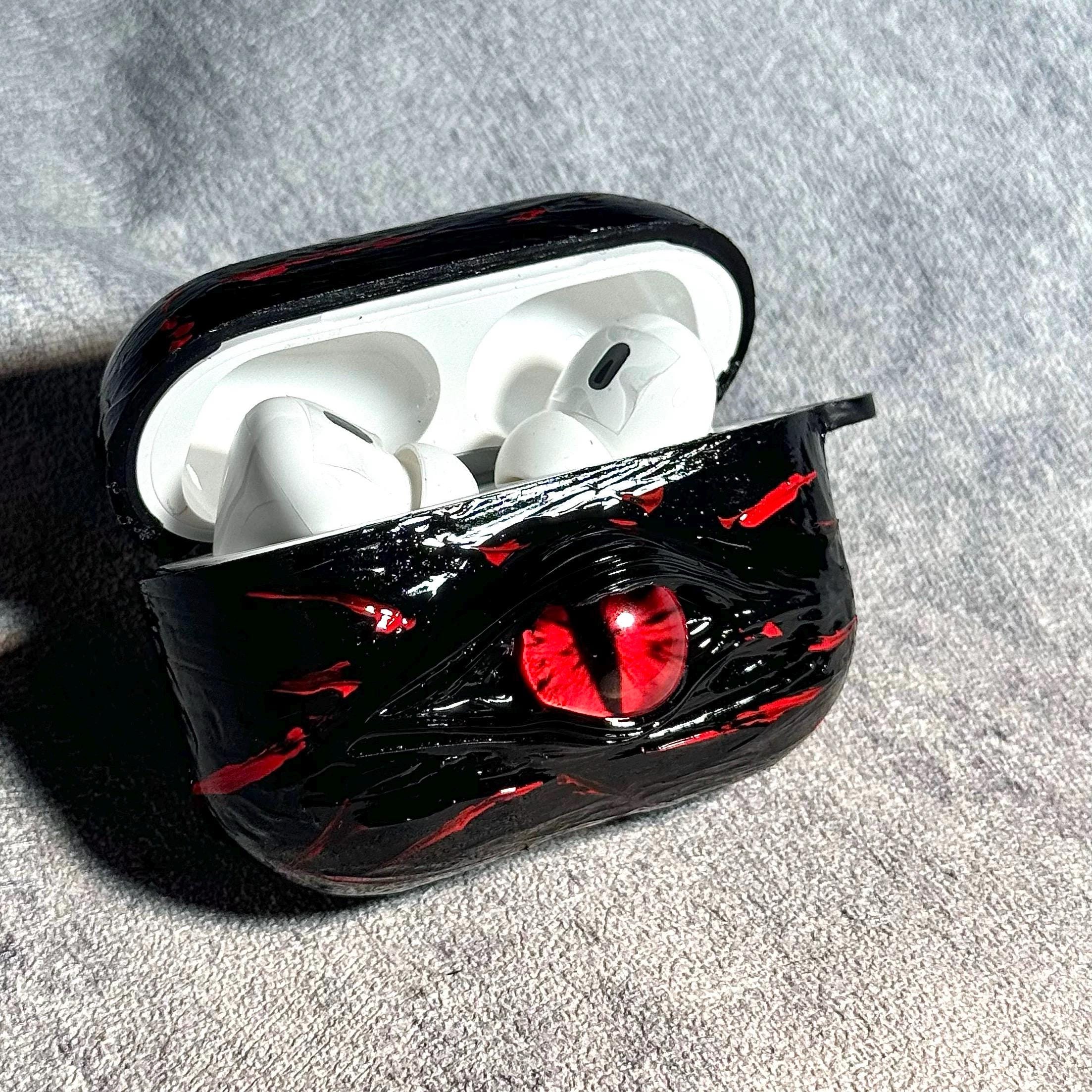 HorrorEyeArt Glow in the Dark Cat Eye AirPods Pro 2 Case, Glowing Cat Eye Headphone Cover Compatible with AirPods 1/2/3/4, Trendy Punk Gift