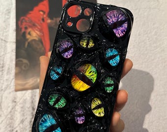 Glow in the Dark Katzenaugen Handyhülle, 16 Pro Max 15 13 Mini 12 11 SE 8 Plus X XR XS iPhone Hülle, Galaxy Z Flip 6, Google Pixel Hülle