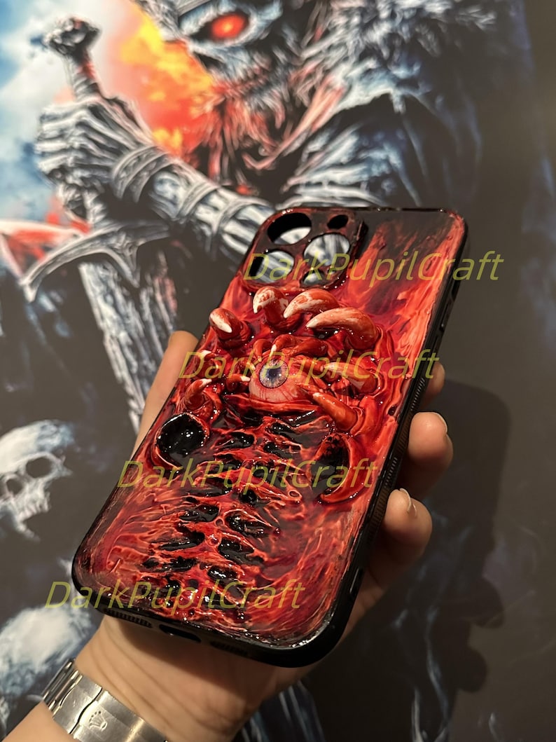 Bio-Horror Phone Case, 3D Flesh Texture, Realistic Grip Design, Creepy Horror Art for iPhone & Samsung, Horror Lover Gift image 5