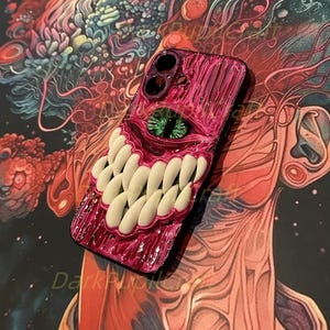 3D Eyeball Phone Case, Gothic Horror Resin Case for iPhone & Samsung, Pixel, Biodegradable Phone Cover, Handmade Textured Grip, Daily Use image 3