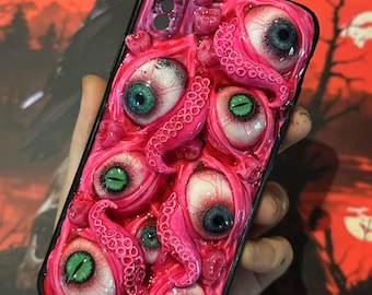 Bloody Cthulhu Tentacles Eyes Phone Case, 16 Pro Max 15 14 12 Mini 11 SE 8 Plus X XR iPhone Case, Samsung Galaxy Z Flip 6, Google Pixel Case