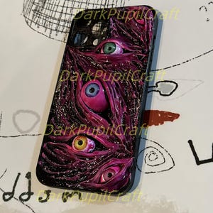Funda de teléfono con ojos humanos de terror 3D - Funda gótica para iPhone 17/16/15 ProMax y Samsung, Google Pixel, Motorola Razr, regalo de Halloween imagen 8