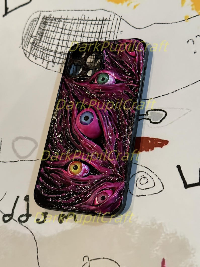 Funda de teléfono con ojos humanos de terror 3D - Funda gótica para iPhone 17/16/15 ProMax y Samsung, Google Pixel, Motorola Razr, regalo de Halloween imagen 8