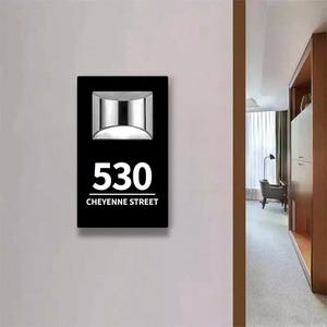 Illuminated LED House Number Sign, Solar Address Plaque Custom Door Sign, Waterproof Outdoor Lighted Box for Apartment or Business.