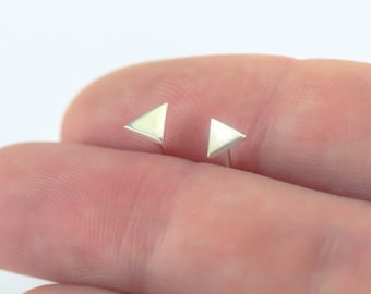 Silver Triangle Studs || Mini, Studs, Silver, Earrings, Triangle, Handmade, Teen, Gift, Cute, Tiny, Stud, Triangle, Mini, Tri, Geometric