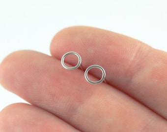 Circle Studs || Mini, Sterling Silver, Handmade, Craft, Jewellery, Perfect Womens Gift, Craft Jewelry, Silver, Loops, Karma, Tiny, Cute