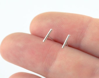 Short Thin Bar Studs || Silver, Earrings, Elegant, Eco Jewellery, Modern, Fine Line, Straight, Bar, Teen, Cute, Tiny, Gift, Lines, Stud