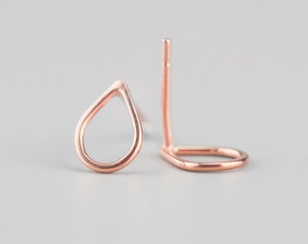 Rose Gold Drop Studs || Handmade, Craft, Jewellery, Perfect Womens Gift, Craft Jewelry, Silver, Tear Drop, Teardrop, Drops, Tiny