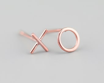 Rose Gold Plated XO Studs || Ayana Luxe, Mini, Handmade, Jewellery, Gift, Jewelry, X O, Kiss, Hug, Love, Cupid, Stocking filler, Christmas