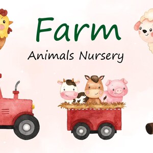Aquarelles numériques pour pépinière d'animaux de la ferme