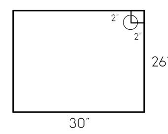 Custom Shower Pan 30 x 26 x 1.25" (With Custom Drain Placement)
