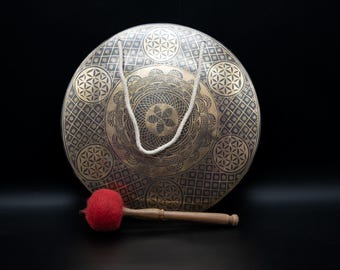 13 Inches Flower of Life Gong-Tibetan Singing Meditation Gongs - Gong From Nepal. Bath Sessions. Gong only