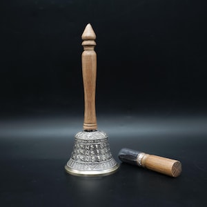 Tibetan Mantra Handle Bell -Tibetan Singing bowl From Nepal-Holistic Bowls-  Harmonize Resonate Sound