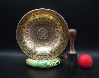 C Note Lam Mantra Etching 10 Inch Singing Bowl-Tibetan Singing bowl From Nepal, Healing Bowls , Singing Bowl Sets