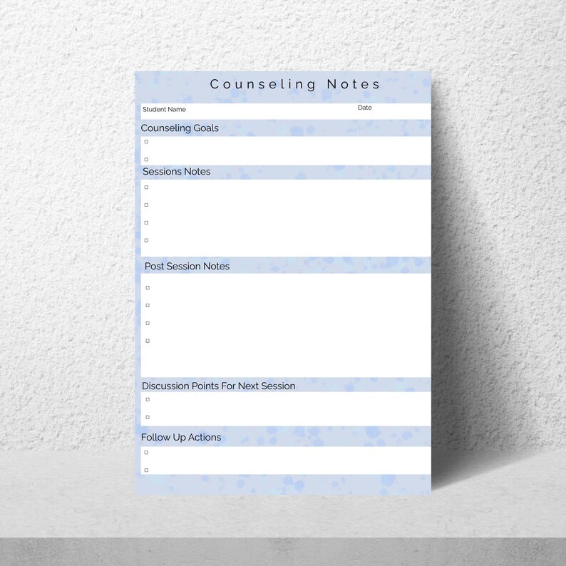 Discusion Note Pad Therapy Session Notes Template: Printable Counseling Form (editable PDF ...